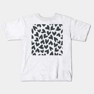 Black and white seamless hearts pattern Kids T-Shirt